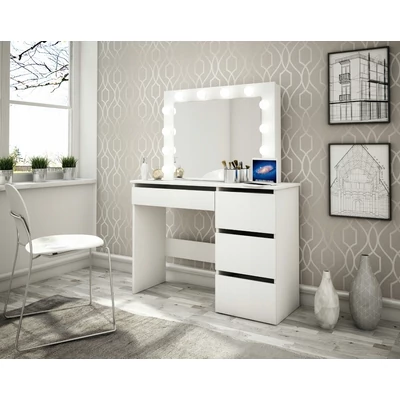 SETA Hollywood fésülködő asztal LED világítással - fehér