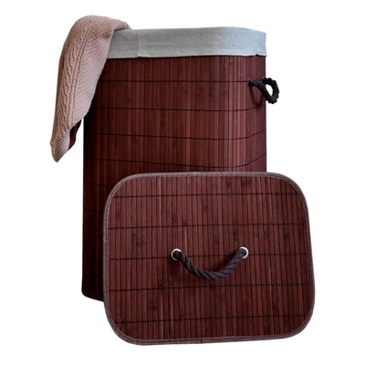 Bambusz Szennyeskosár - barna - 72 Literes - Kivehető Béléssel + AJÁNDÉK