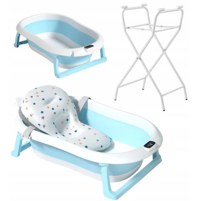 Összecsukható babakád párnával és állvánnyal - kék