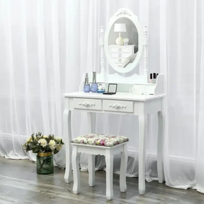 Kozmetikai fésülködő és sminkasztal székkel MONIKA TLC01