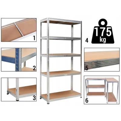 2 db SETA fém tároló állvány, bővíthető 150 x 75 x 30 cm, polconként max 175 kg