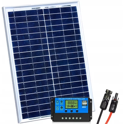 12v- 50W NAPELEMES TÖLTÖ SZETT,  TÖLTÉSVEZÉRLŐVEL
