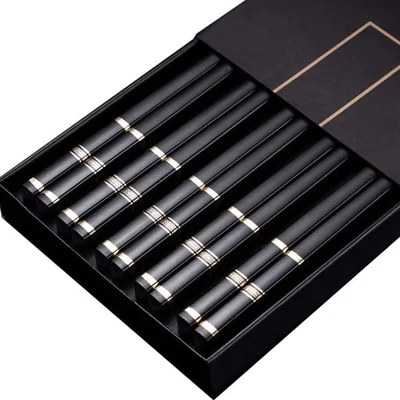 5 pár evőpálcika- black-gold simple