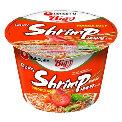 5 db Nongshim Big Bowl Spicy Shrimp tészta