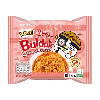 SAMYANG BULDAK CSIRKÉS TÉSZTA ROSÉ BACON ÉS SONKA ÍZESÍTÉSSEL 140G