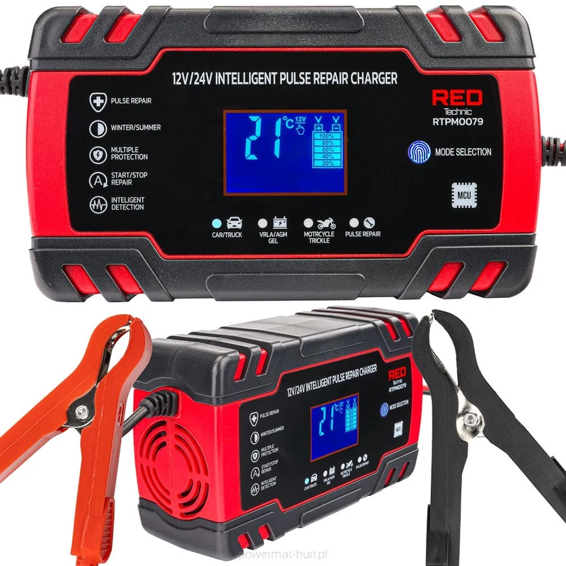 Mikroprocesszoros akkumulátortöltő 12V/24V 8A 