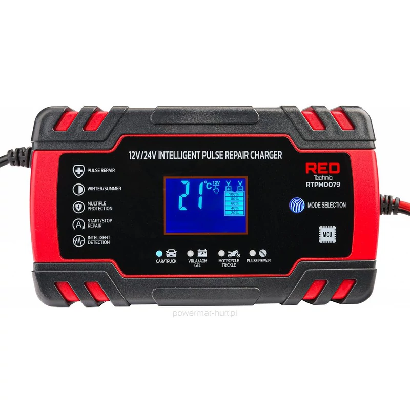 Mikroprocesszoros akkumulátortöltő 12V/24V 8A 
