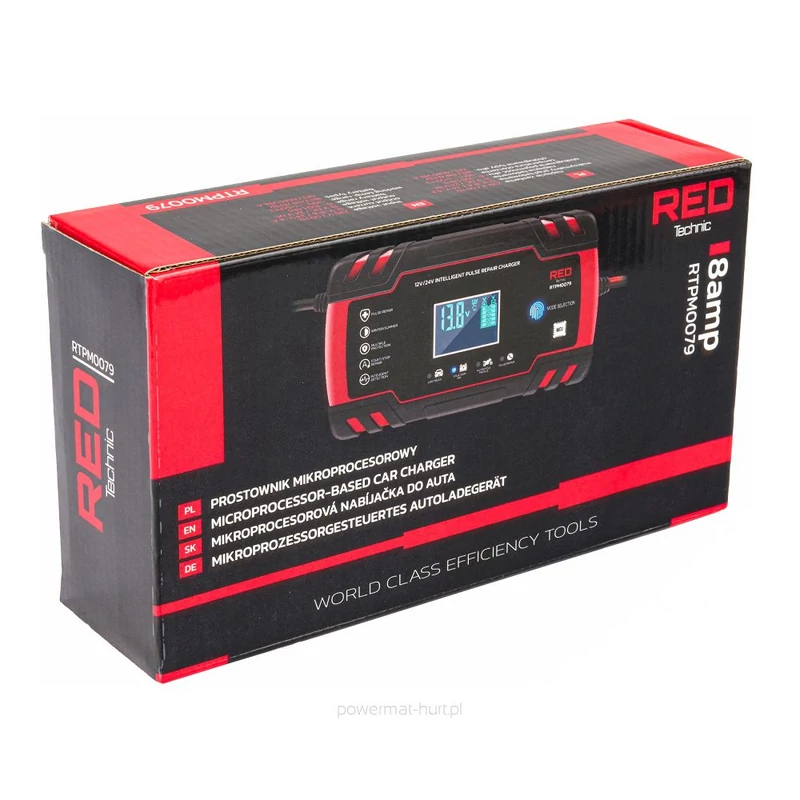 Mikroprocesszoros akkumulátortöltő 12V/24V 8A 