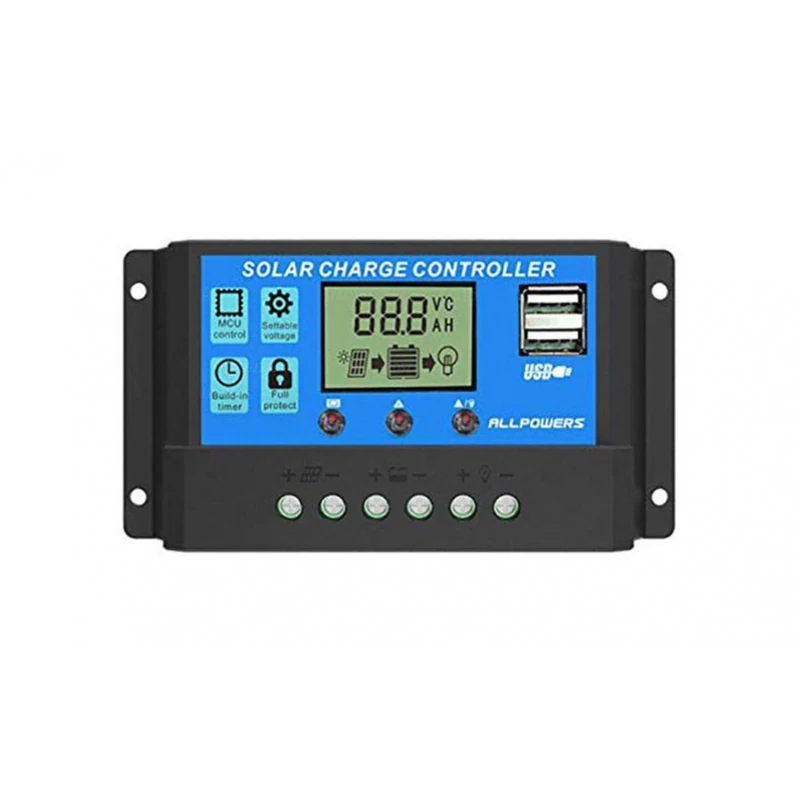 Napelem töltésszabályzó LCD kijelzővel 12V 24V 10A