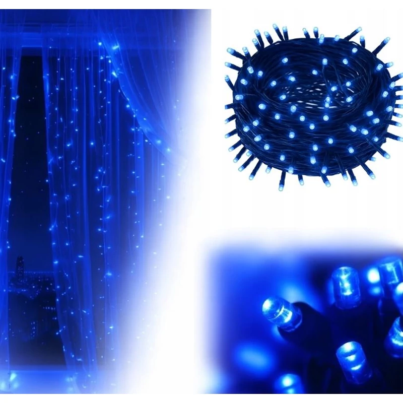 Beltéri karácsonyi fényfüzér 500 LED - 30m - Kék
