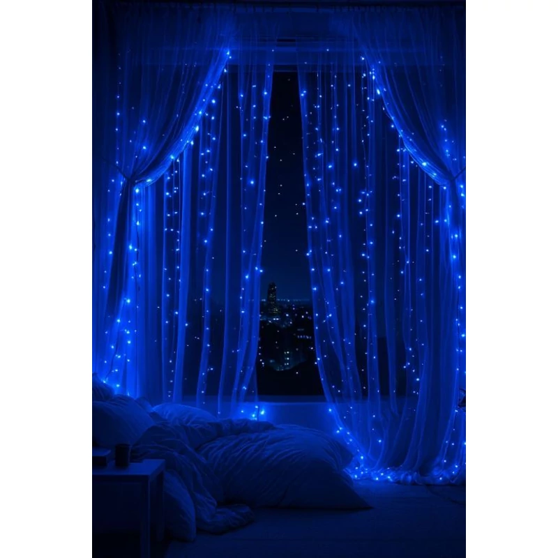 Beltéri karácsonyi fényfüzér 500 LED - 30m - Kék