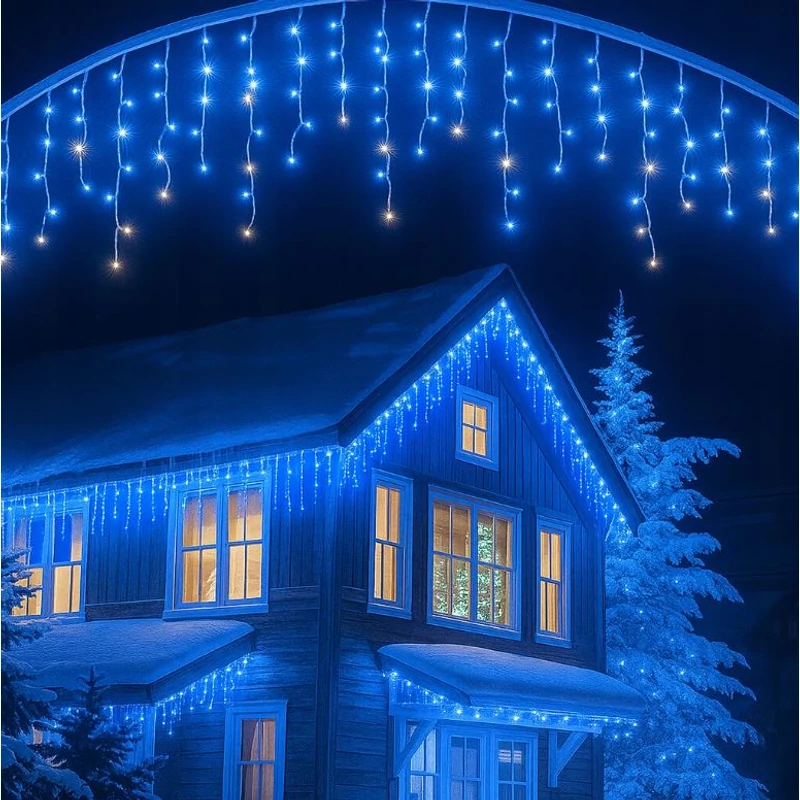 Kültéri karácsonyi fényfüzér villogó effektussal 500 LED - 23m - Kék