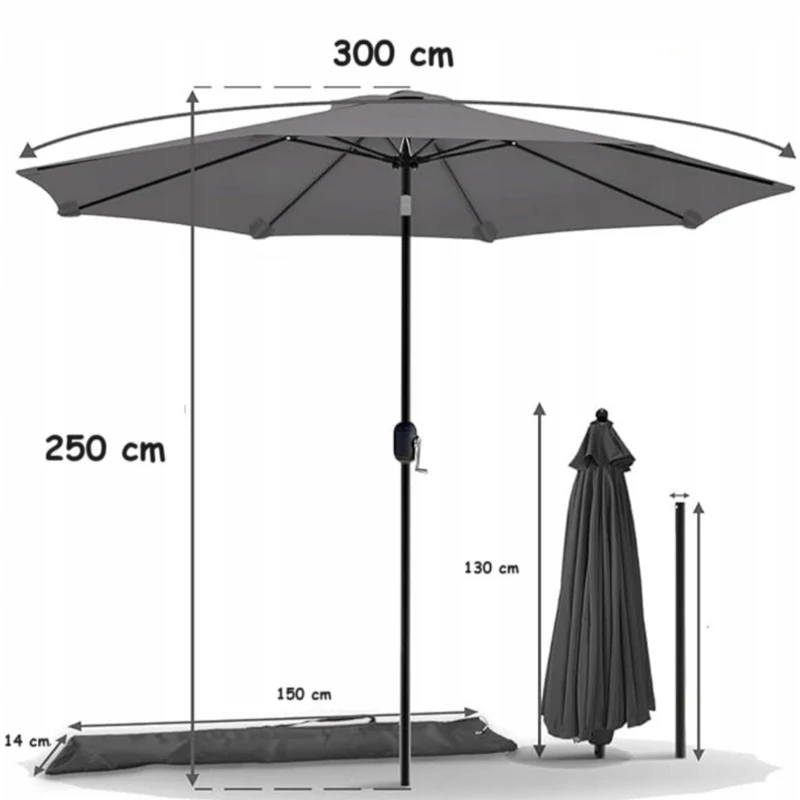 MARKETA NAPERNYŐ 300 CM SÖTÉTSZÜRKE 