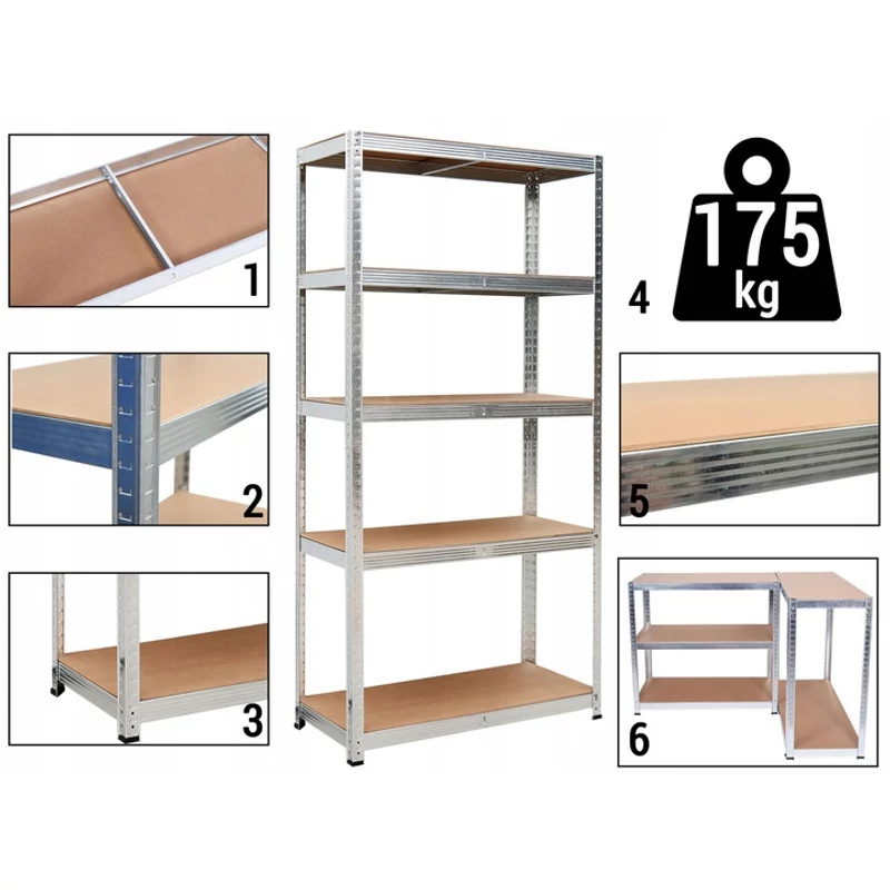 2 db SETA fém tároló állvány, bővíthető 150 x 75 x 30 cm, polconként max 175 kg
