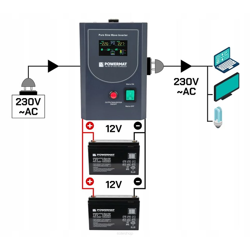 UPS LCD 1000VA 800W vésztápegység , átalakító