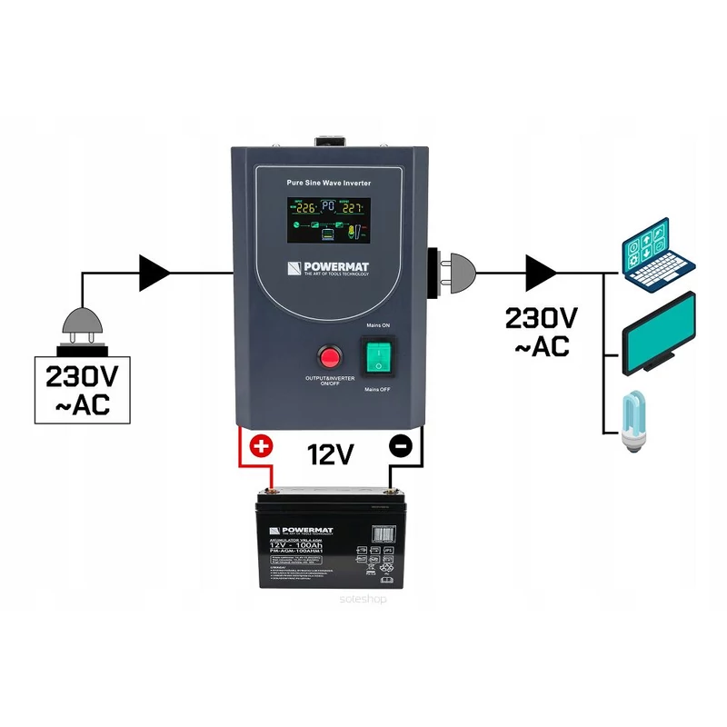 UPS LCD 1000VA 800W vésztápegység , átalakító