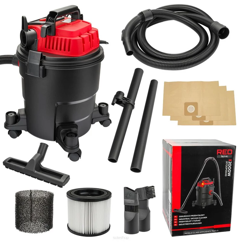 RED TECHNIC IPARI PORSZÍVÓ 2000W SZÁRAZ/NEDVES  
