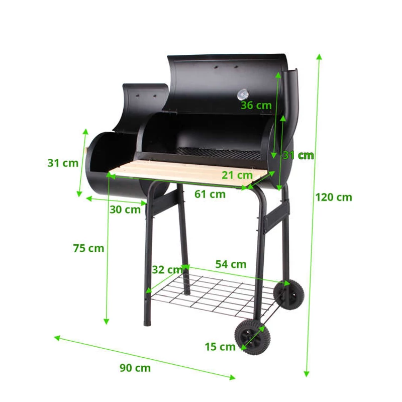 BBQ GRILL ÉS SMOKER - 113 CM