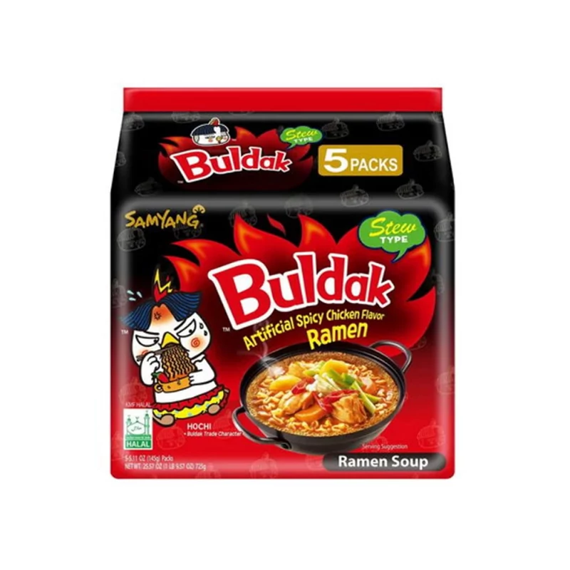 5 db Samyang Buldak csípős csirkepörkölt ízesítésű ramen 145g