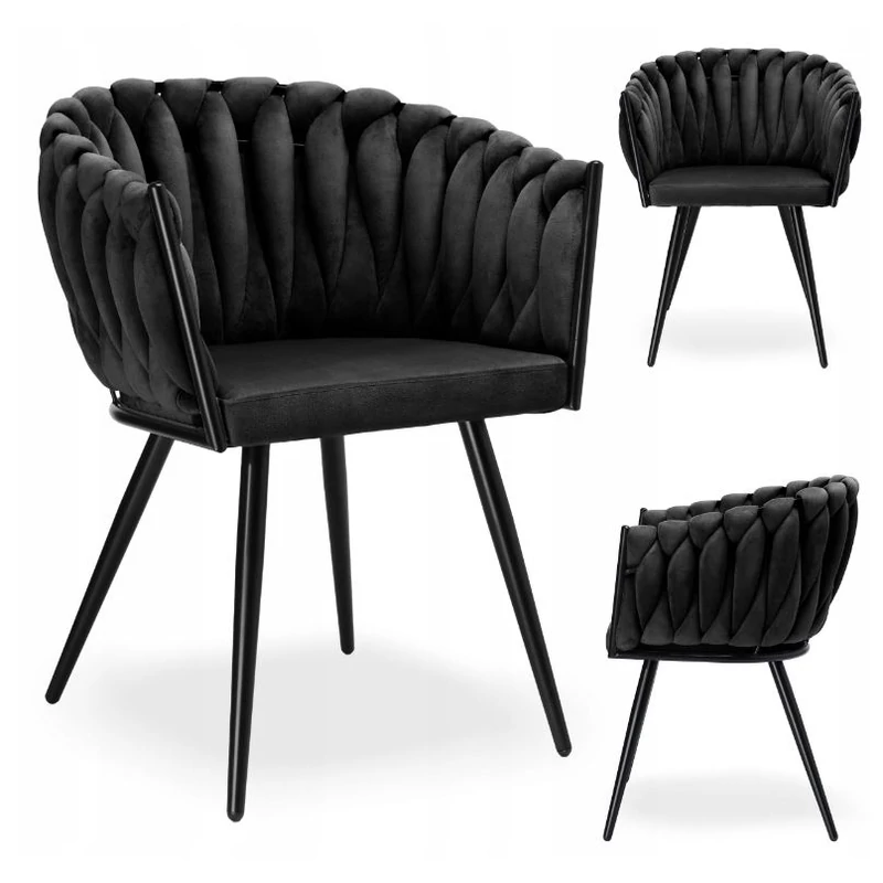 Dubai design velvet étkezőszék - fekete