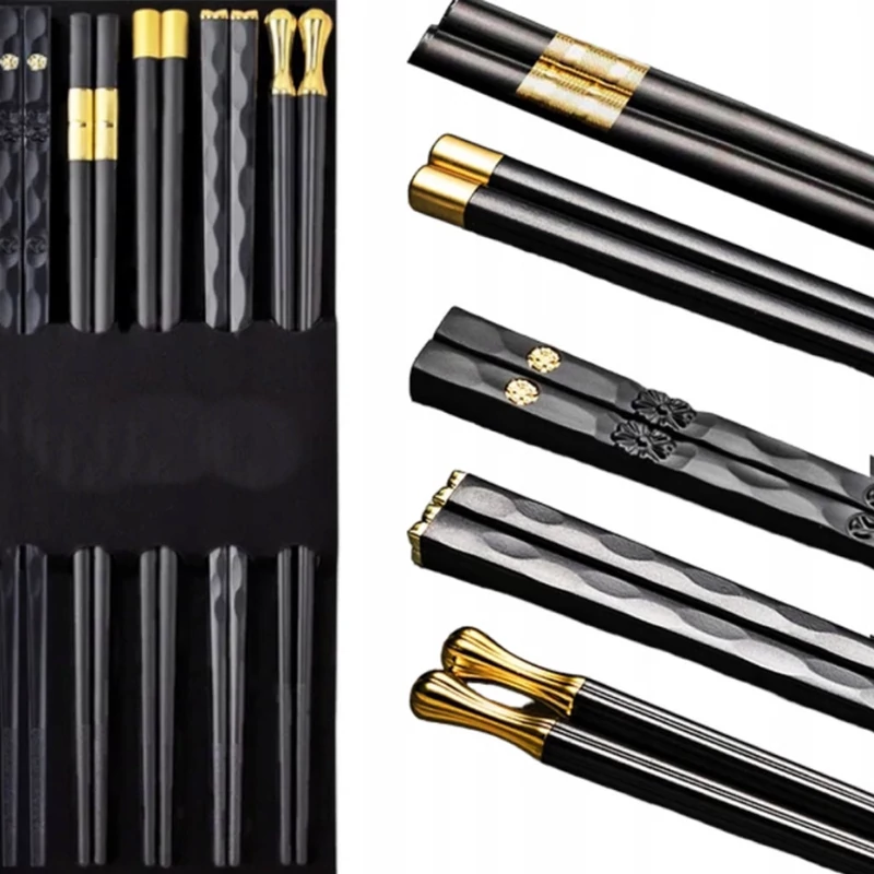 5 pár evőpálcika- black-gold
