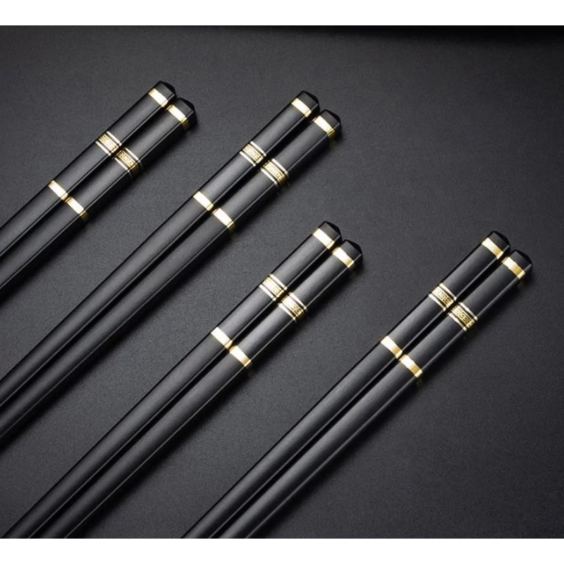 5 pár evőpálcika- black-gold simple