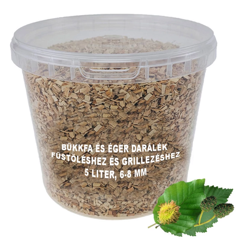 Bükkfa és éger darálék füstöléshez és grillezéshez 5 liter, 6-8 mm 