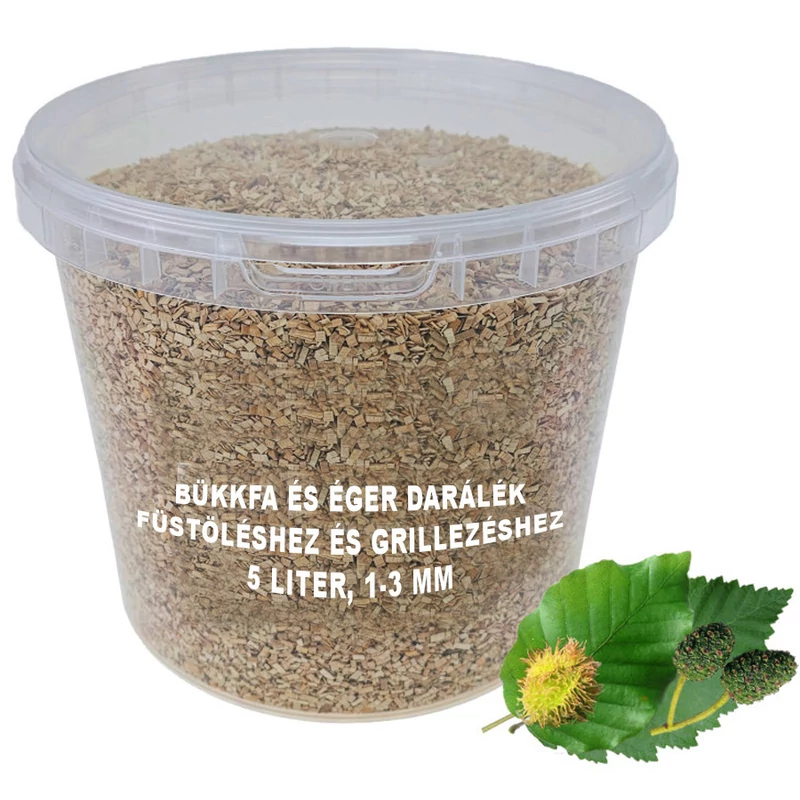 Bükkfa és éger darálék füstöléshez és grillezéshez 5 liter, 1-3 mm 