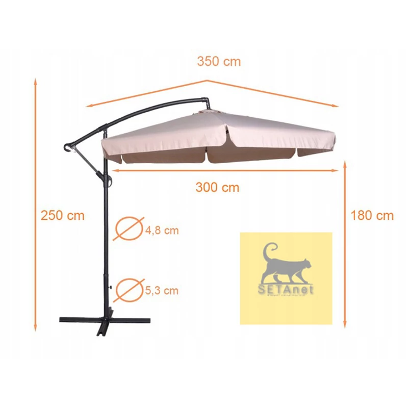 Nagyméretű Napernyő  350 cm - több színben