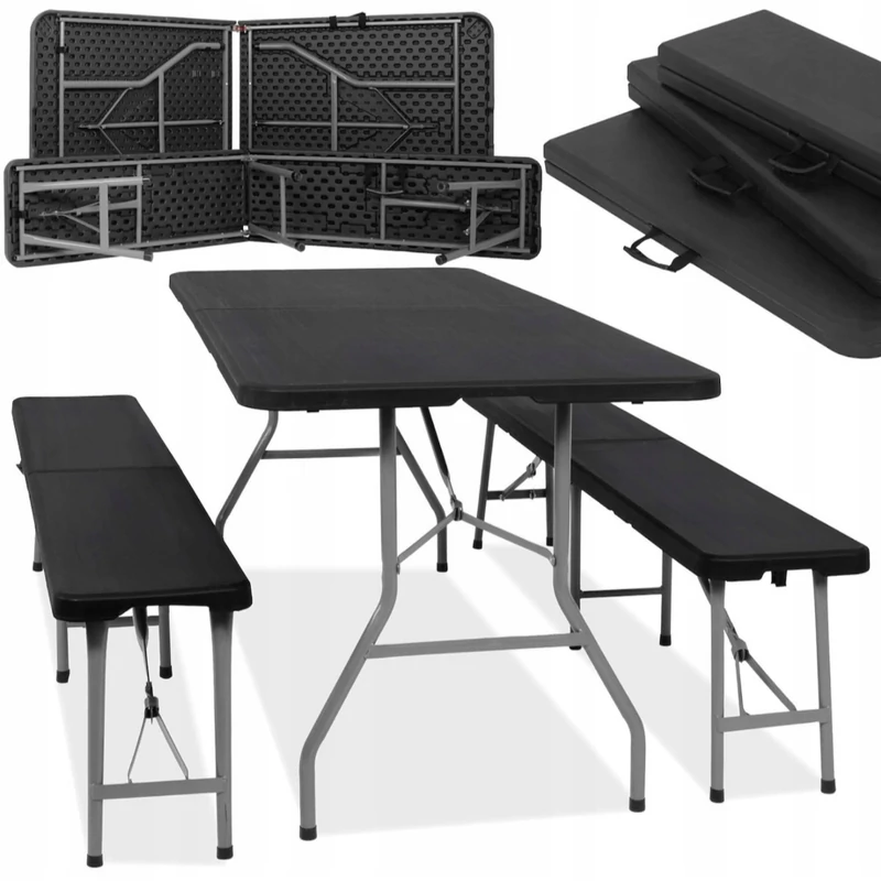 SETA ÖSSZECSUKHATÓ SÖRPAD GARNITÚRA - 180 CM (1 DB ASZTAL + 2 DB PAD)