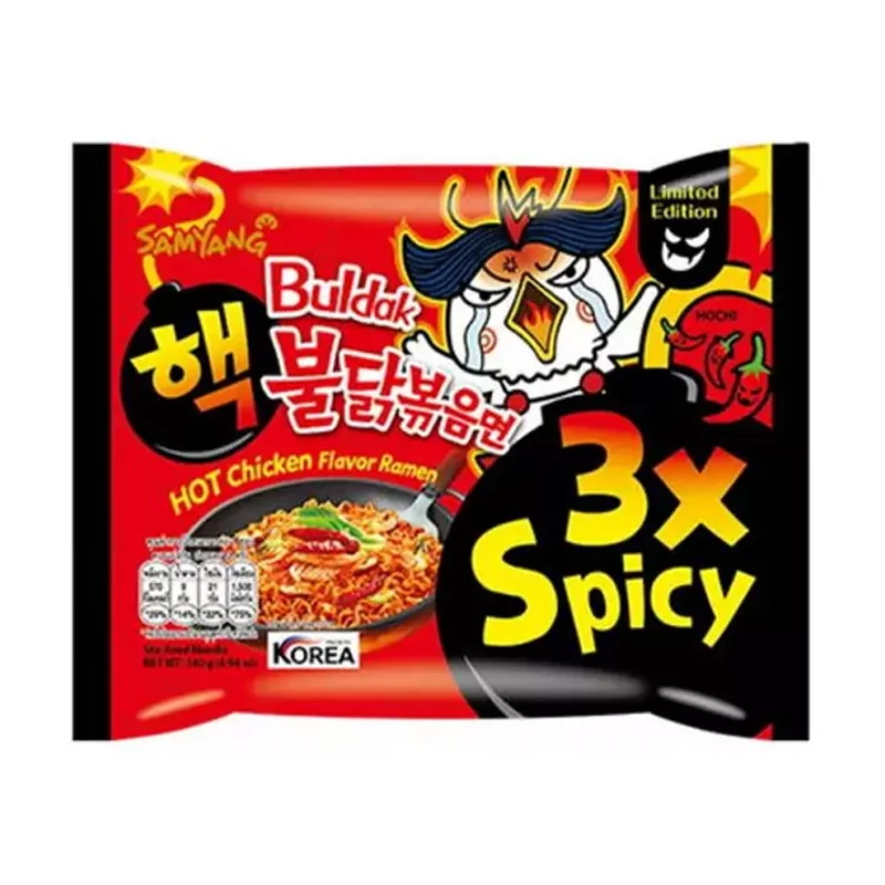 40 db Samyang Buldak Ramen 3x Csípős Csirke Ízesítésű Tészta 140g