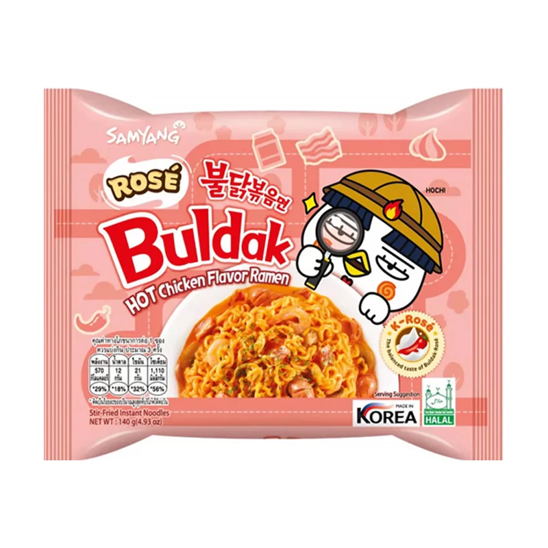SAMYANG BULDAK CSIRKÉS TÉSZTA ROSÉ BACON ÉS SONKA ÍZESÍTÉSSEL 140G