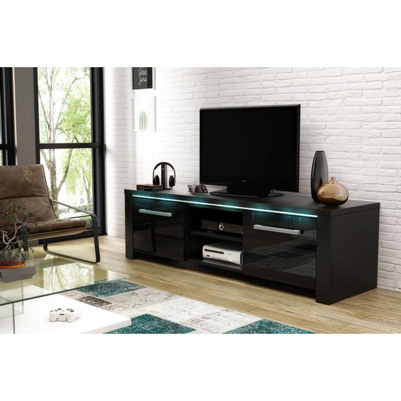 MANHATTAN TV-állvány 140cm  Fekete Magasfényű